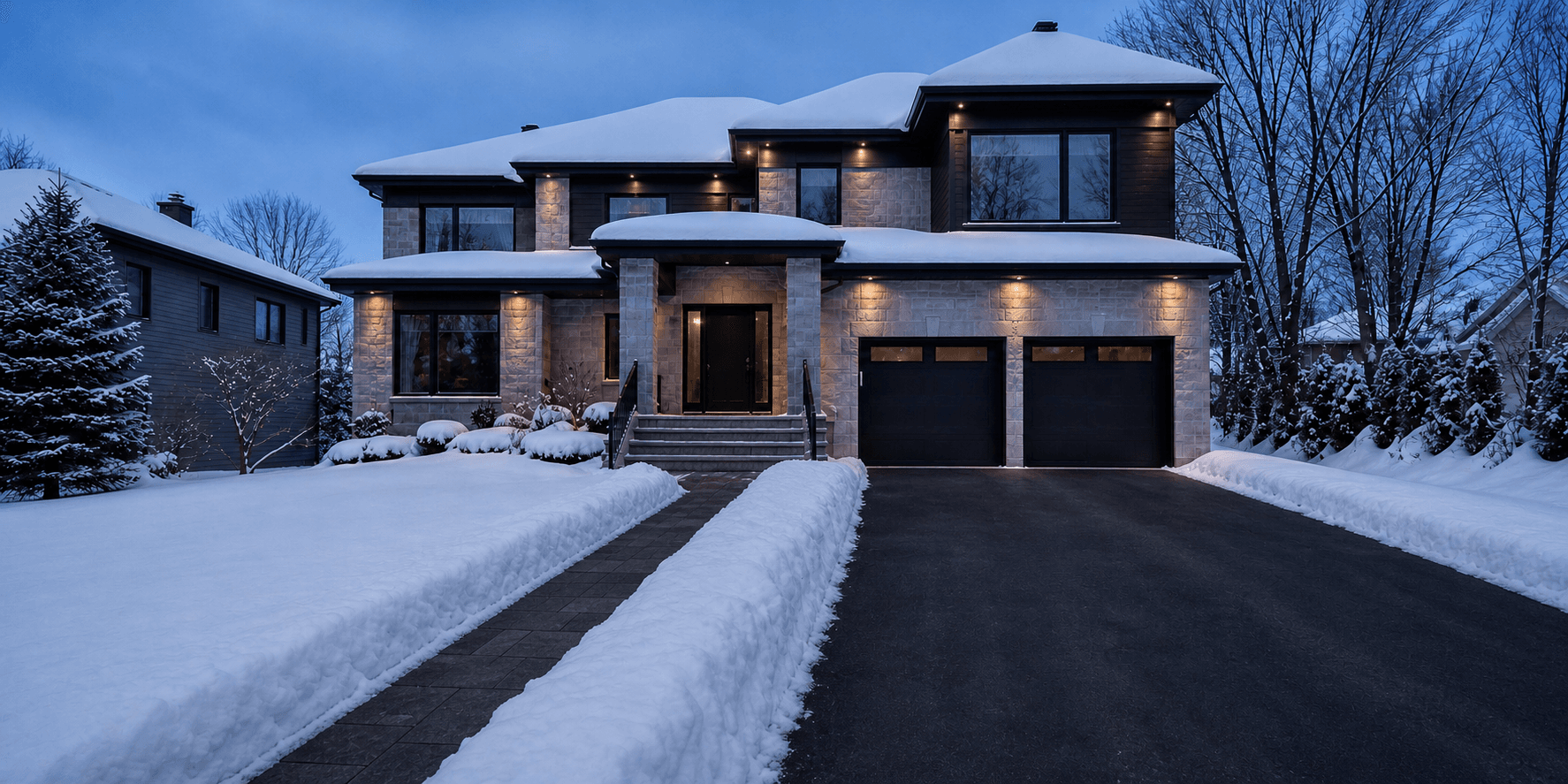Entrée dégagée après déneigement